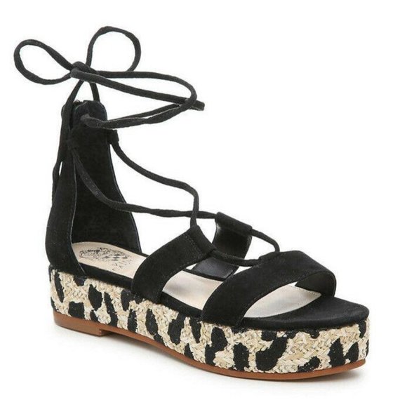 NWT Vince Camuto Espadrille Platform Sandals Black - Picture 1 of 10